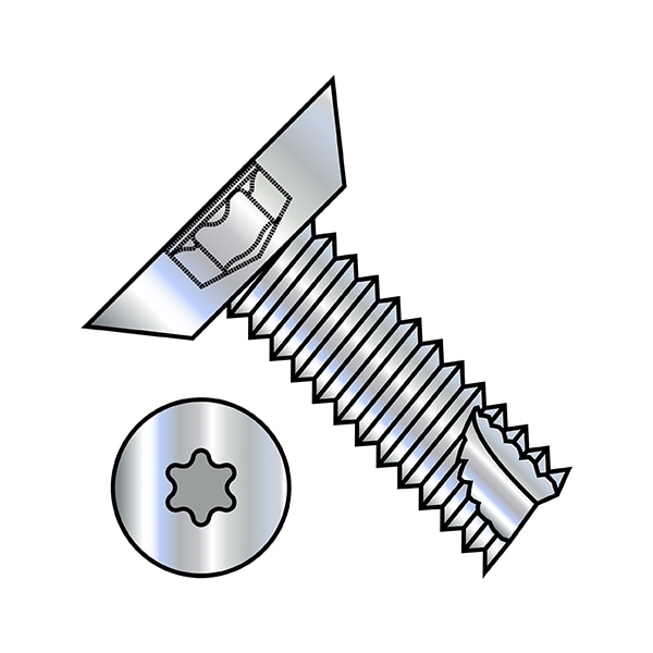 Thread Forming Screw, #6-20 x 5/16 in, Zinc Plated Steel Flat Head Torx Drive, 10000 PK