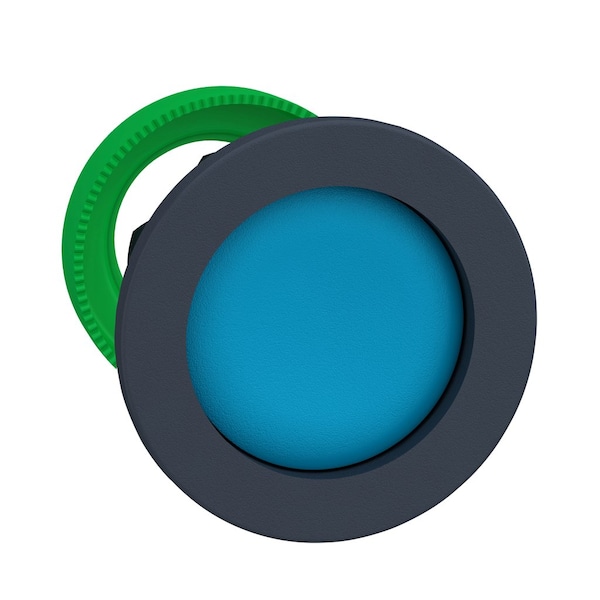 Harmony XB5, Antimicrobial Flush mounted push button head, plastic, recessed, blue, ˜30, spring return, unmarked, dark grey bezel