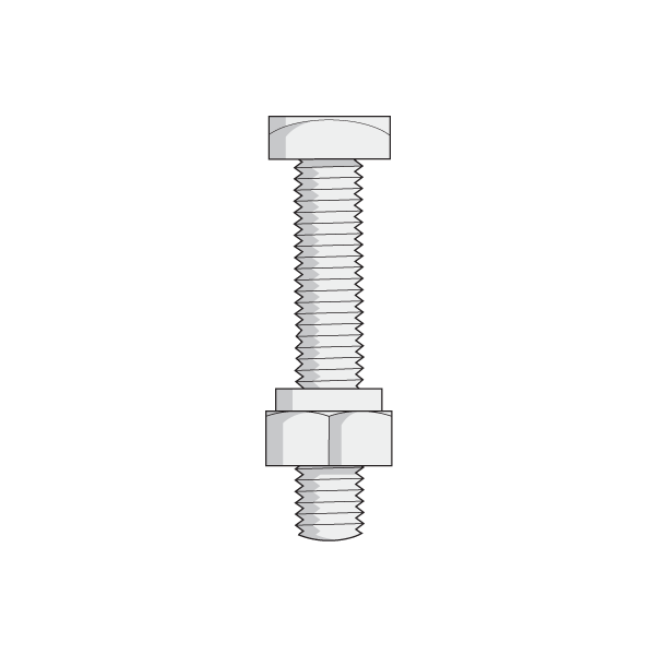 Bolt/Nut Tin Plated 3/8", 16 X 2, PK50