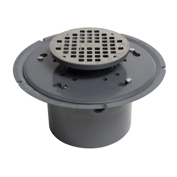 Round Strainer, PVC, Stainless Steel, 4", Pipe