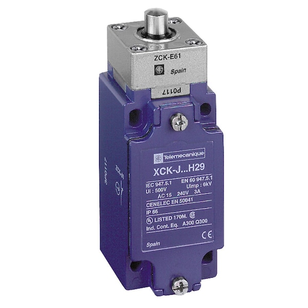Limit Switch, Plunger, Spring Return, 1NC/1NO, Actuator Location: Top