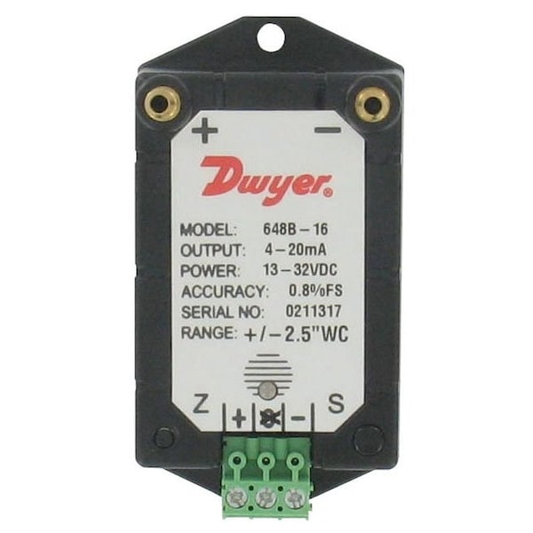 Wet/wet differential pressure transmitter, range 0-10" w.c.