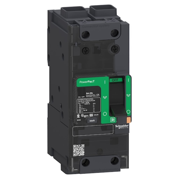Molded Case Circuit Breaker, POWERPACT B Series, 100A, 2 Pole, 347/600V AC, 65kA at 240V AC