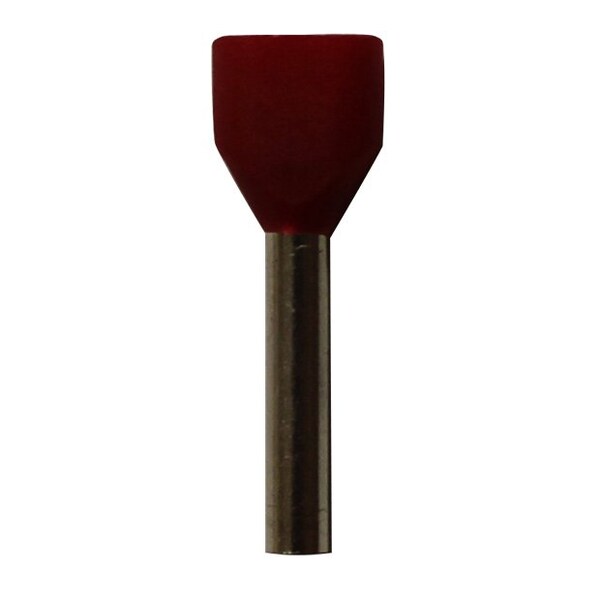 Wire Ferrule, Red, Twin, 18X2 AWG, PK500