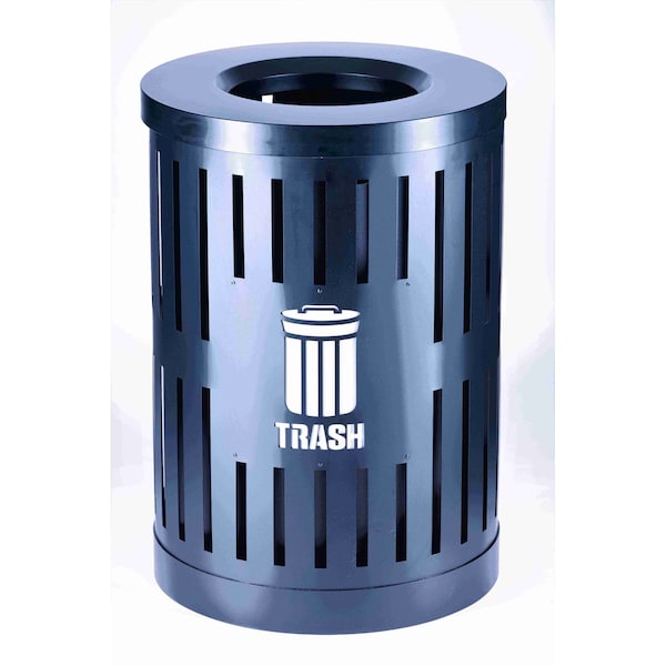 Trash Container, Open Top Lid, Black