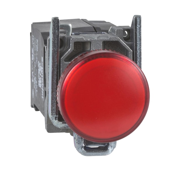 Pilot light, Harmony XB4, metal, red, 22mm, universal LED, plain lens, 230.240V AC