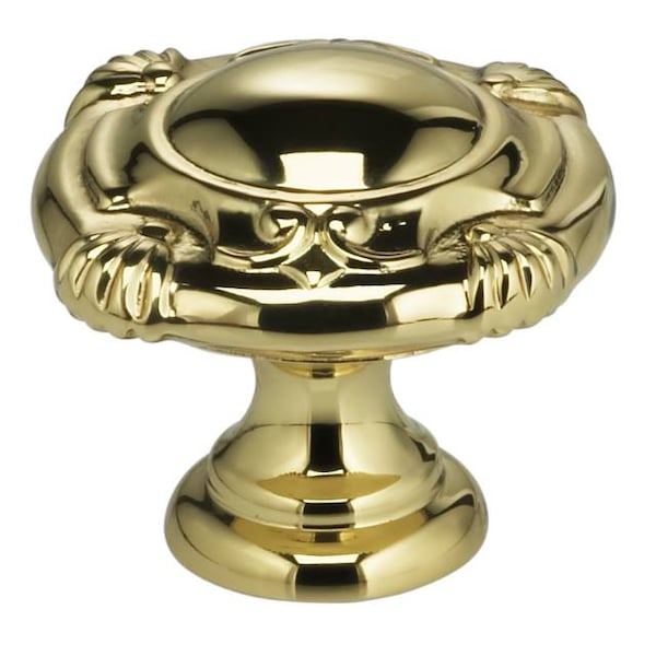 Ornate Cabinet Knob Bright Brass 1-3/16"