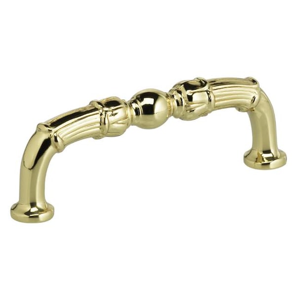 Center to Center Ornate Cabinet Pull Bright Brass 3-1/2"