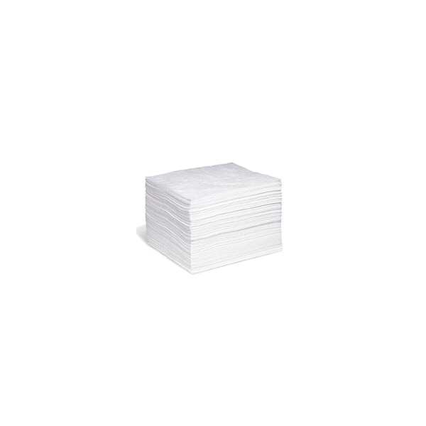 Sorbent Pad, Oil, 15 in x 18 in, White, 100 PK