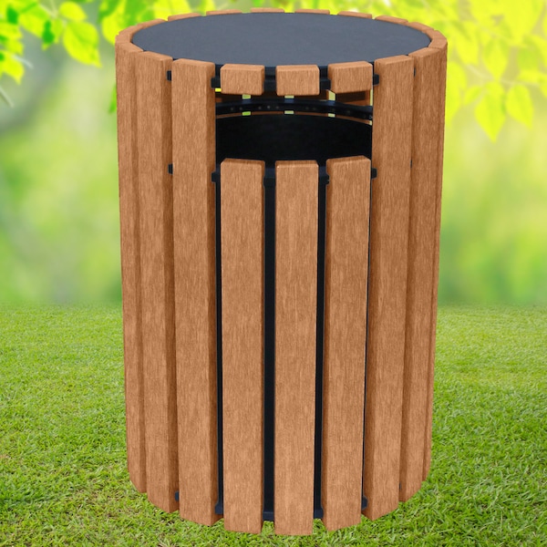 Poly Trash Receptacle, 33 gal., Black and