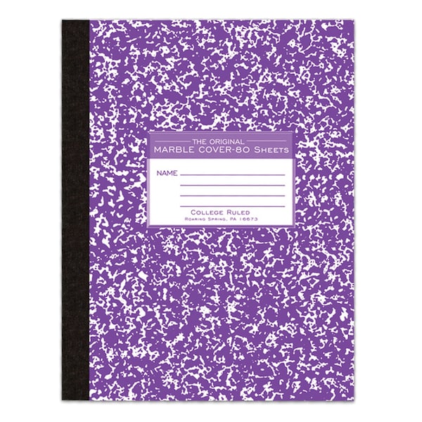 Case of Assorted Marble Comp Notebook, College Ruled, 80 sht, Oversized 10.25"x8", Flexible Covers, PK48