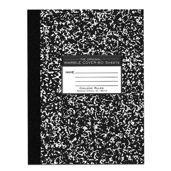 Case of Black Marble Comp Notebook, College Ruled, 80 sht, Oversized 10.25"x8", Flexible Covers, PK48