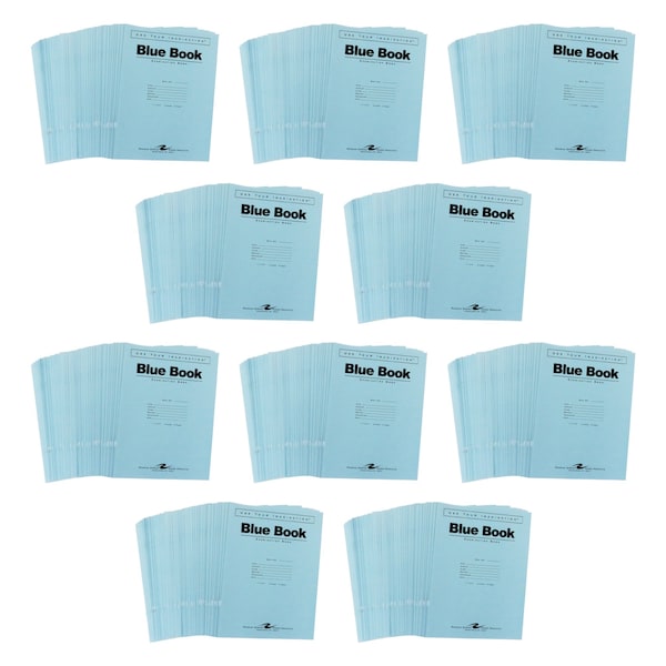 Case of Exam Blue Books, 11" x 8.5", 6 Sheets/12 Pages, Wide Ruled with Margin, PK500