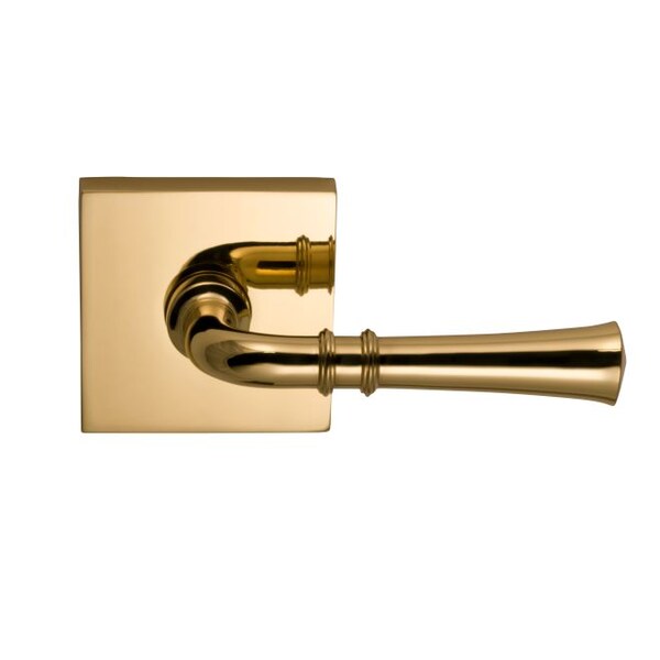 Lever Square Rose Pass Lever 2-3/4" BS T Strike Bright Brass 785
