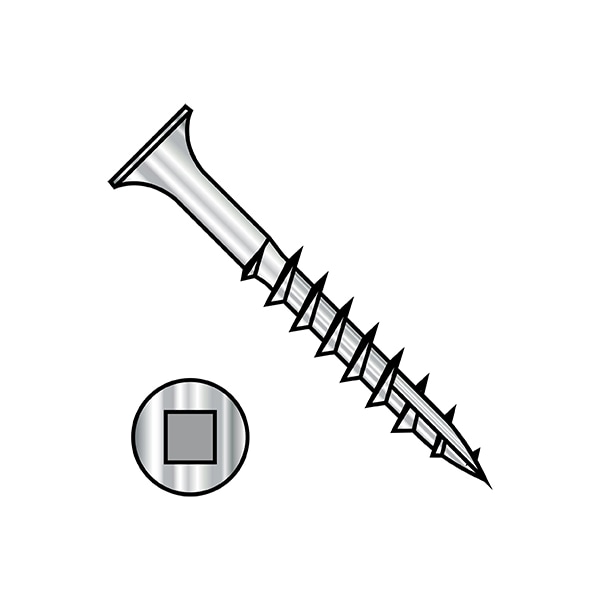 Deck Screw, #10 x 1-1/2 in, 18-8 Stainless Steel, Flat Head, Square Drive, 1500 PK