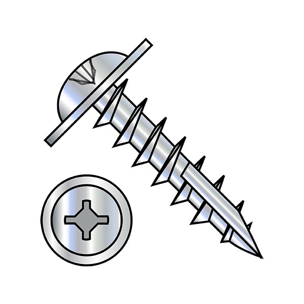 Self-Drilling Screw, #8-11 x 1 in, Zinc Plated Steel Round Head Phillips Drive, 7000 PK