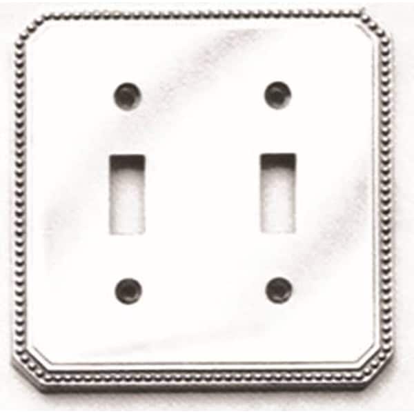 Double Beaded Switch Plate, Number of Gangs: 2 Solid Brass, Polished Chrome Plated Finish