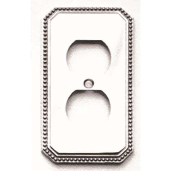 Duplex Receptacle Beaded Switch Plate, Number of Gangs: 2 Solid Brass