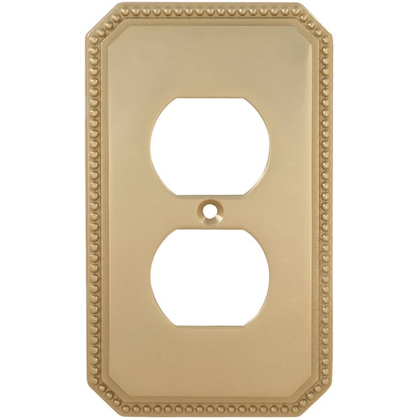 Duplex Receptacle Beaded Switch Plate, Number of Gangs: 2 Solid Brass