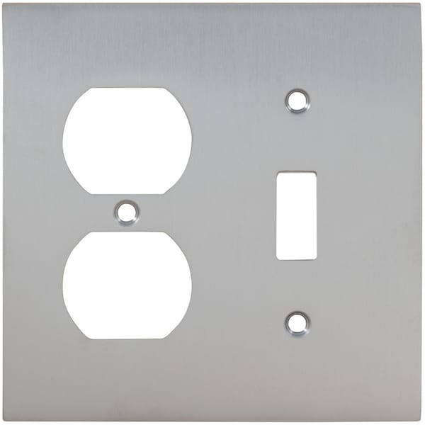 Combination Modern Switch Plate, Number of Gangs: 2 Solid Brass