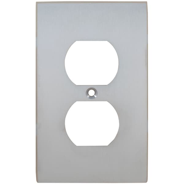 Duplex Receptacle Modern Switch Plate, Number of Gangs: 1 Solid Brass