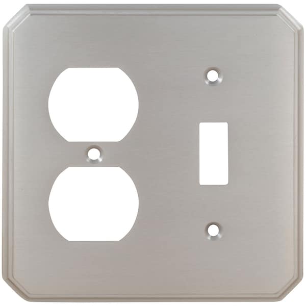 Combination Traditional Switch Plate, Number of Gangs: 2 Solid Brass