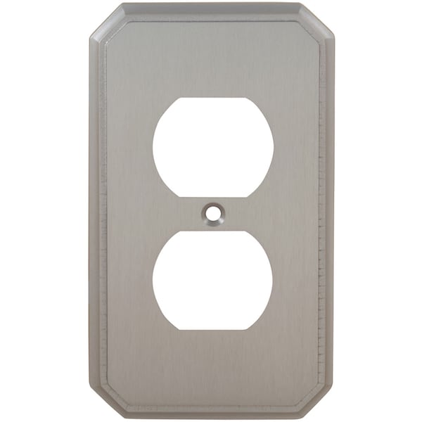 Duplex Receptacle Traditional Switch Plate, Number of Gangs: 1 Solid Brass