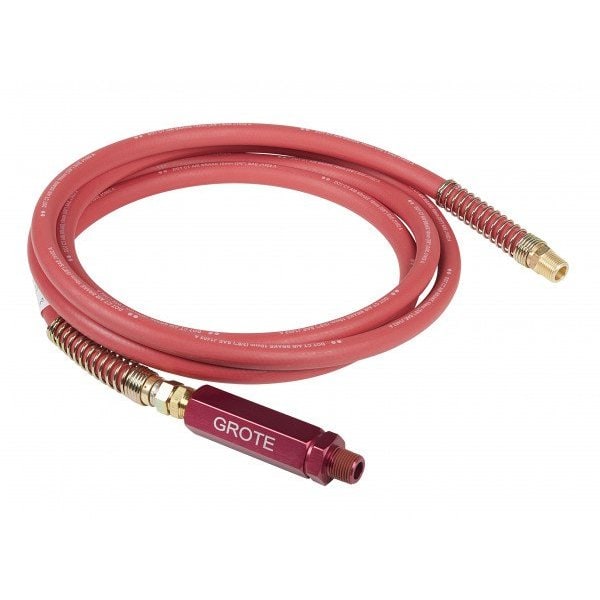 Rubber Air Hose 12 ft., Red, Red Anodized