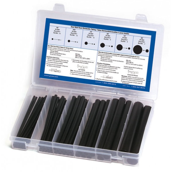 Shrink Tubing Kit, Dual Wall, Black, PK50