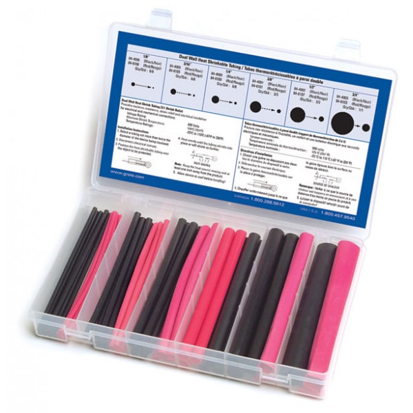Shrink Tubing Kit, Dual Wall, Blk/Red, PK50