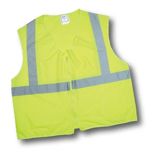 Ansi Class 2 Non Durable Flame Retardant Vest, Solid, Lime, Large