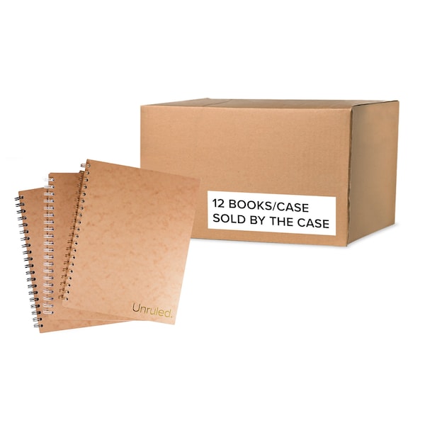 Case of Unruled Notebook, 8"x10.5", 70 Unlined sht, Environmentally Sustainable, Visual Notetaking, PK12