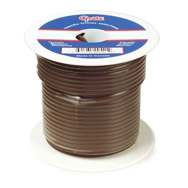 Primary Wire, GPT, 18 AWG, Copper, Brown, PVC Jacket, Stranded