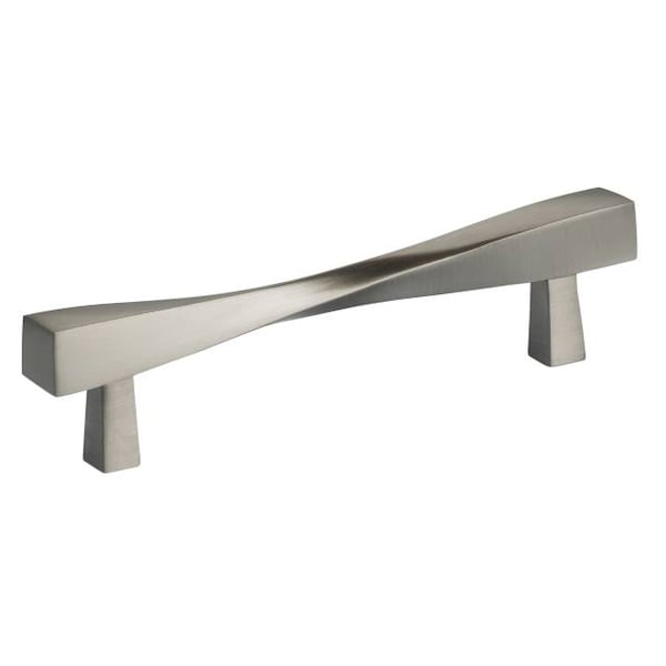 Center to Center Modern Twisted Cabinet Pull Satin Nickel 4-5/8"