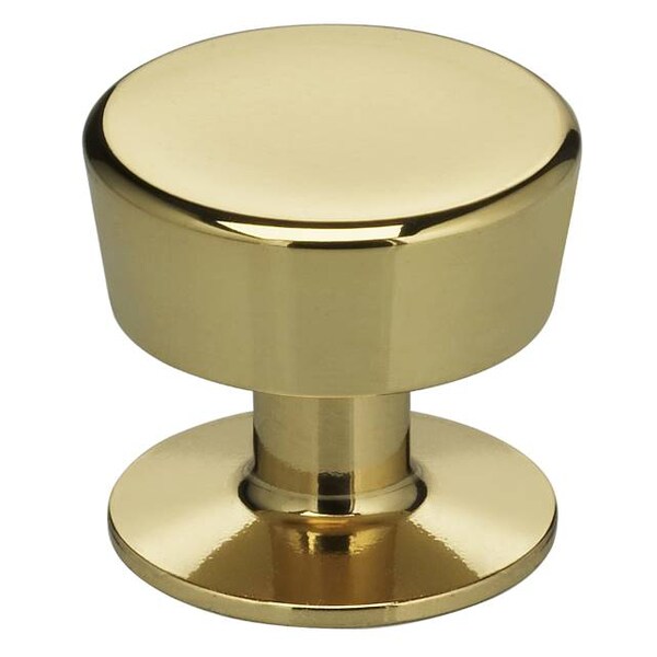 Cabinet Knob and Backplate Bright Brass 1-3/16"
