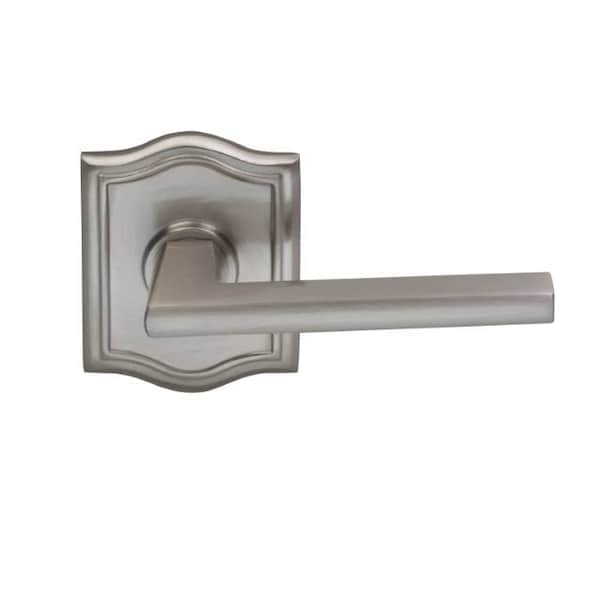 Arched Rose Privacy Lever 2-3/4" Backset, T Strike Satin Nickel 925