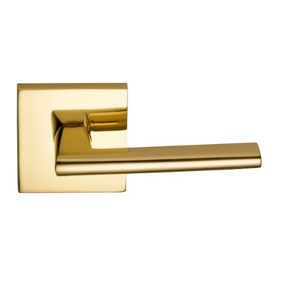 Square Rose Privacy Lever 2-3/4" Backset, T Strike Bright Brass 925