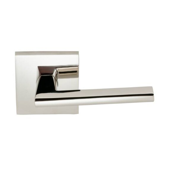 Square Rose Passage Lever 2-3/8" Backset, T Strike Bright Nickel 925