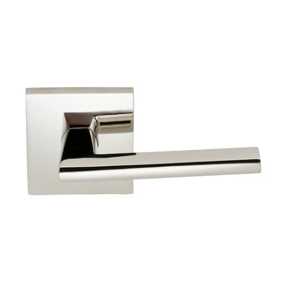 Square Rose Privacy Lever 2-3/4" Backset, T Strike Bright Nickel 925