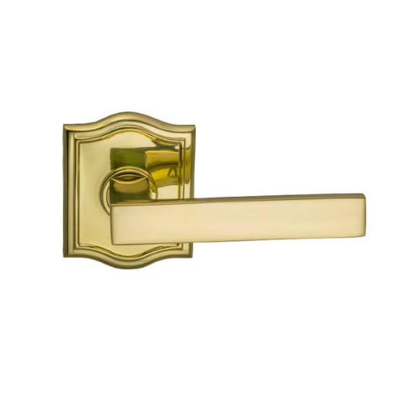 Arched Rose Passage Lever 2-3/4" Backset, T Strike Bright Brass 930
