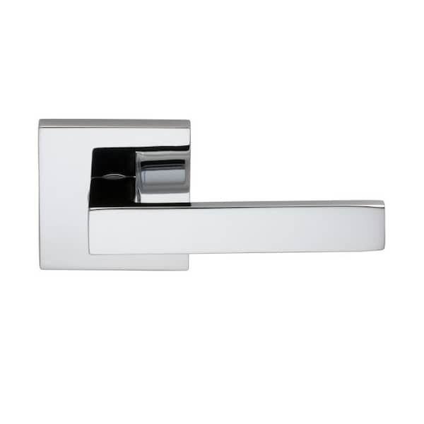 Square Rose Privacy Lever 2-3/4" Backset, T Strike Bright Chrome 930