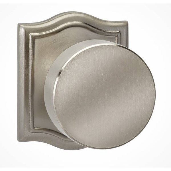 Arched Rose Pass Knob 2-3/4" BS Full Lip Strike Satin Nickel 935