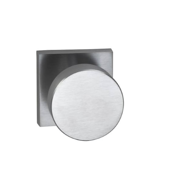 Square Rose Passage Knob 2-3/8" Backset, T Strike Satin Chrome 935