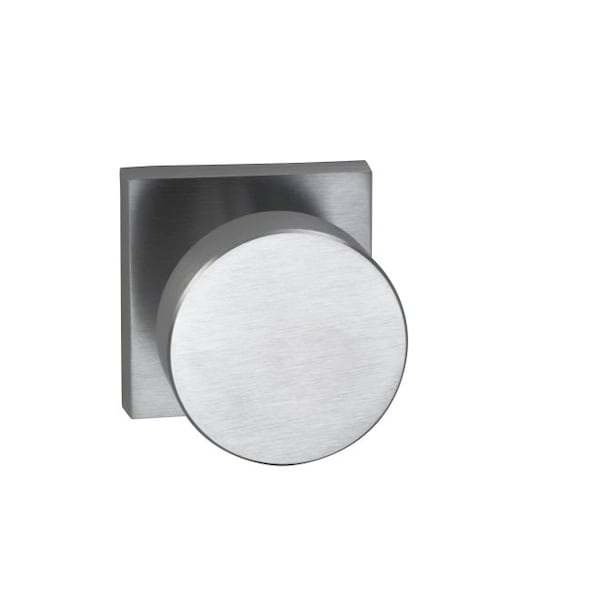 Square Rose Privacy Knob 2-3/4" Backset, T Strike Satin Chrome 935
