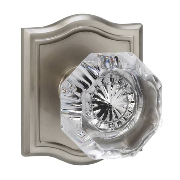 Arched Rose Pass Knob 2-3/4" BS Full Lip Strike Satin Nickel 955