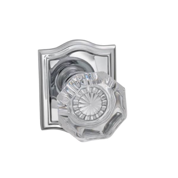 Arched Rose Passage Knob 2-3/4" Backset, T Strike Bright Chrome 955