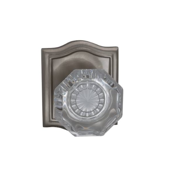 Arched Rose Privacy Knob 2-3/4" Backset, T Strike Satin Nickel 955