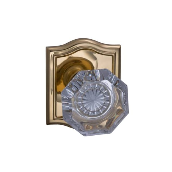 Arched Rose Pass Knob 2-3/8" BS Full Lip Strike Bright Brass 955