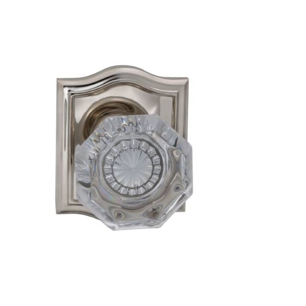 Arched Rose Passage Knob 2-3/8" Backset, T Strike Bright Nickel 955