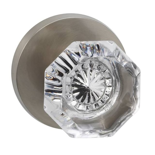 Modern Rose Pass Knob 2-3/4" BS Full Lip Strike Satin Nickel 955
